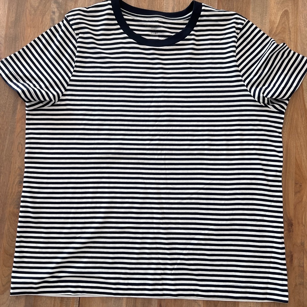Simons Navy and White Striped Tee